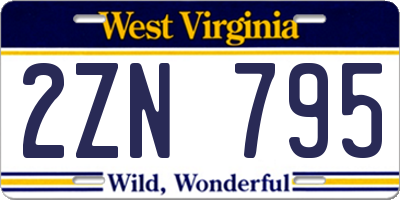 WV license plate 2ZN795