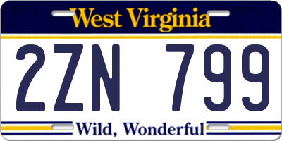 WV license plate 2ZN799