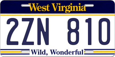 WV license plate 2ZN810