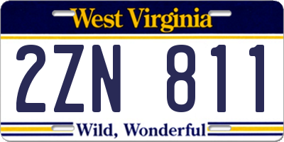 WV license plate 2ZN811