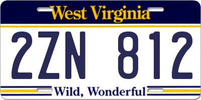WV license plate 2ZN812