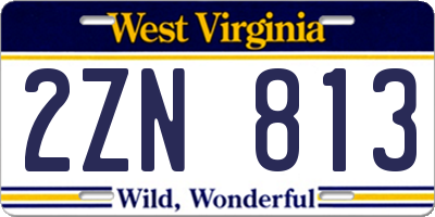 WV license plate 2ZN813