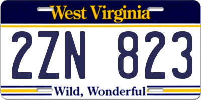 WV license plate 2ZN823