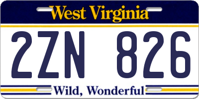 WV license plate 2ZN826