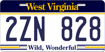 WV license plate 2ZN828