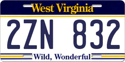 WV license plate 2ZN832