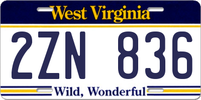 WV license plate 2ZN836
