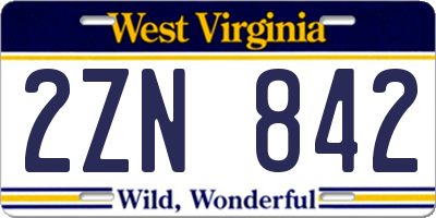 WV license plate 2ZN842