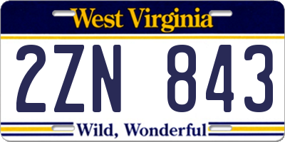 WV license plate 2ZN843
