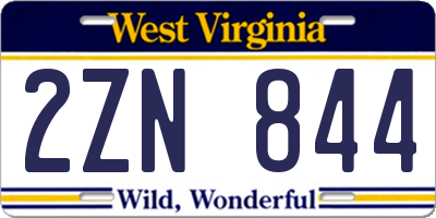 WV license plate 2ZN844