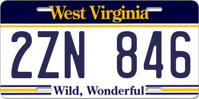WV license plate 2ZN846
