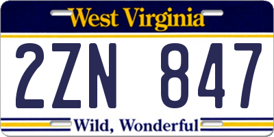 WV license plate 2ZN847