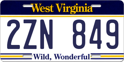 WV license plate 2ZN849