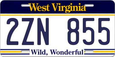 WV license plate 2ZN855