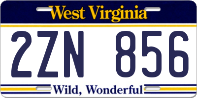 WV license plate 2ZN856