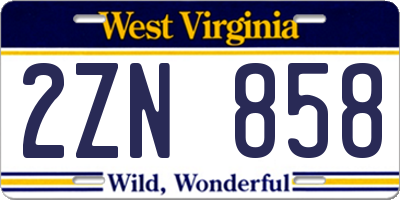 WV license plate 2ZN858