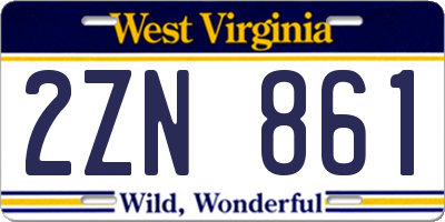 WV license plate 2ZN861