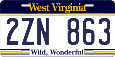 WV license plate 2ZN863