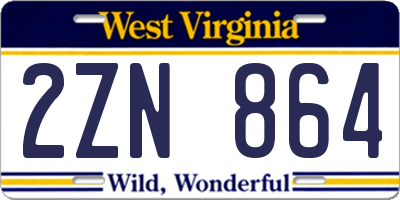 WV license plate 2ZN864