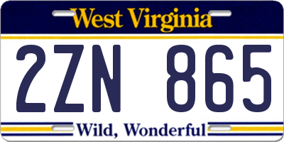 WV license plate 2ZN865