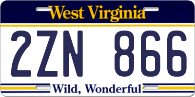 WV license plate 2ZN866