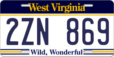 WV license plate 2ZN869
