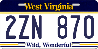 WV license plate 2ZN870