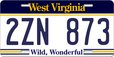 WV license plate 2ZN873