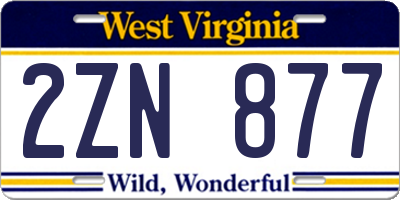 WV license plate 2ZN877