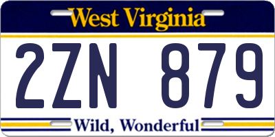 WV license plate 2ZN879