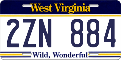WV license plate 2ZN884