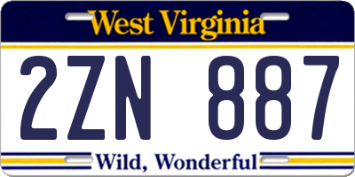 WV license plate 2ZN887