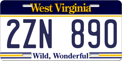 WV license plate 2ZN890