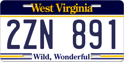 WV license plate 2ZN891