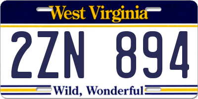 WV license plate 2ZN894