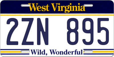 WV license plate 2ZN895