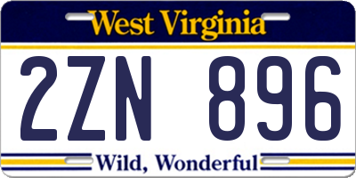 WV license plate 2ZN896