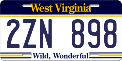 WV license plate 2ZN898