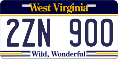 WV license plate 2ZN900
