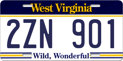 WV license plate 2ZN901