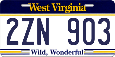 WV license plate 2ZN903