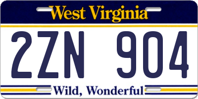 WV license plate 2ZN904