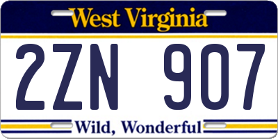 WV license plate 2ZN907