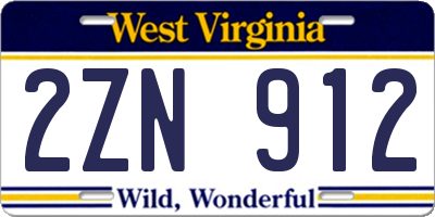 WV license plate 2ZN912