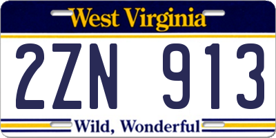 WV license plate 2ZN913
