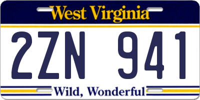 WV license plate 2ZN941