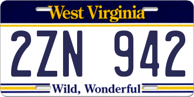 WV license plate 2ZN942