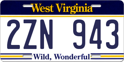 WV license plate 2ZN943