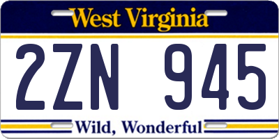 WV license plate 2ZN945