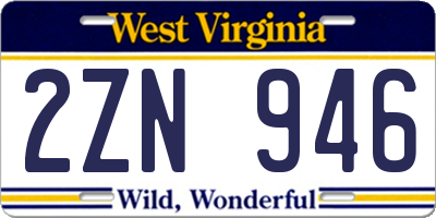 WV license plate 2ZN946
